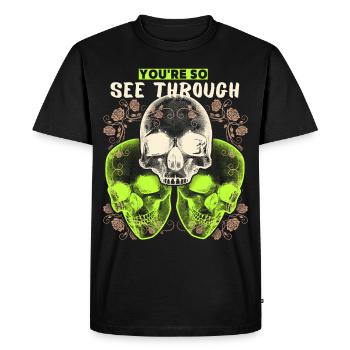 Conception du crâne avec un dicton amusant, 3 crânes - T-shirt Premium bio Homme - noir - Devant - Nico (187cm)