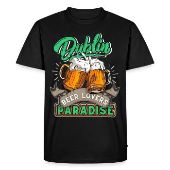 Irlande, Dublin, buveur de bière de la Saint-Patrick - T-shirt Premium bio Homme - noir - Devant - Nico (187cm)