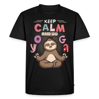 Yoga, Yoga Paresseux, Yoga-Paresseux, Garde-calme, Dire - T-shirt Premium bio Homme - noir - Devant - Nico (187cm)