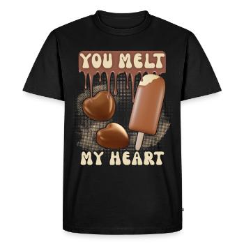 Chocolat Saint-Valentin, Crème glacée au chocolat, couples couples - T-shirt Premium bio Homme - noir - Devant - Nico (187cm)