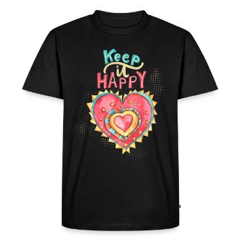 Cœur peint à la main avec la Saint-Valentin disant - T-shirt Premium bio Homme - noir - Devant - Nico (187cm)