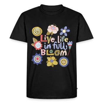 Kawaii flowers, kawaii saying, typography saying - Men's Premium Organic T-Shirt - black - Front - Nico (187cm)