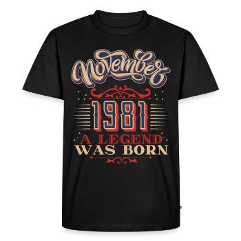 1981, birthday, November 1981, 11.1981, 11-1981 - Men's Premium Organic T-Shirt - black - Front - Nico (187cm)