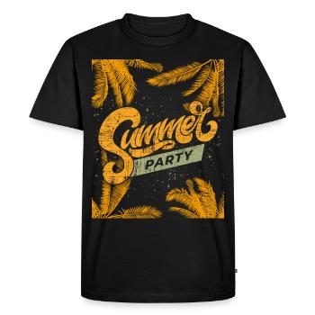 Summer, summer, summer party with palm tree saying - Men's Premium Organic T-Shirt - black - Front - Nico (187cm)