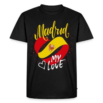 Madrid-Spain, flag, funny saying - Men's Premium Organic T-Shirt - black - Front - Nico (187cm)
