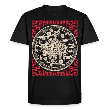 Horoscope chinois Chine Année du Buffle - T-shirt Premium bio Homme - noir - Devant - Nico (187cm)