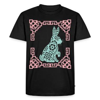 Année du Lièvre, horoscope chinois Chine - T-shirt Premium bio Homme - noir - Devant - Nico (187cm)