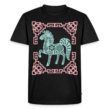 Année du Cheval, horoscope chinois Chine - T-shirt Premium bio Homme - noir - Devant - Nico (187cm)