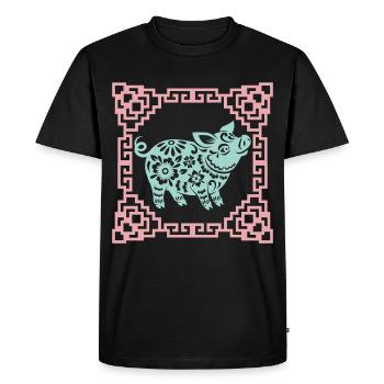 Année du Cochon, horoscope chinois Chine - T-shirt Premium bio Homme - noir - Devant - Nico (187cm)