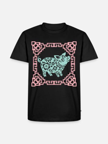 Grisens år, kinesiskt horoskop Kina - Ekologisk premium-T-shirt herr - svart