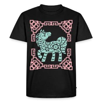 Année du Cheval, horoscope chinois Chine - T-shirt Premium bio Homme - noir - Devant - Nico (187cm)