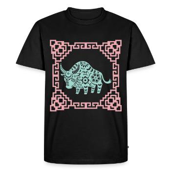 Année du Buffle, horoscope chinois Chine - T-shirt Premium bio Homme - noir - Devant - Nico (187cm)