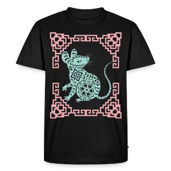 Année du Rat, horoscope chinois Chine - T-shirt Premium bio Homme - noir - Devant - Nico (187cm)