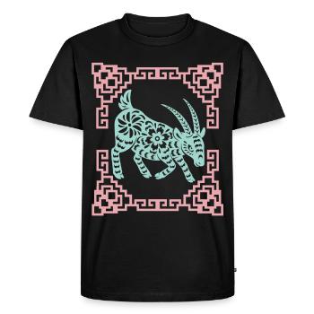 Année de la Chèvre, horoscope chinois Chine - T-shirt Premium bio Homme - noir - Devant - Nico (187cm)
