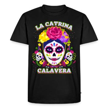 La-Catrina, Catrina-Calavera, Dia-de-los-Muertos - Men's Premium Organic T-Shirt - black - Front - Nico (187cm)