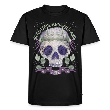 Skull Skull laurel wreath romantic - Men's Premium Organic T-Shirt - black - Front - Nico (187cm)