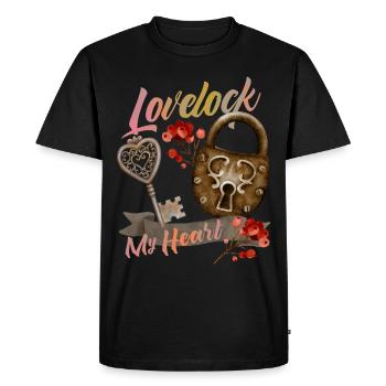 Le cadenas de la Saint-Valentin aime dire - T-shirt Premium bio Homme - noir - Devant - Nico (187cm)