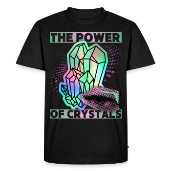 Crystals, Magic Crystals Saying Crystal-Power - Men's Premium Organic T-Shirt - black - Front - Nico (187cm)