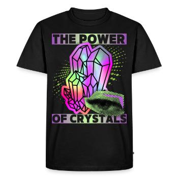 Crystals, Magic Crystals Saying Crystal-Power - Men's Premium Organic T-Shirt - black - Front - Nico (187cm)