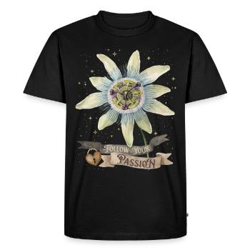 Passiflore, Illustration botanique vintage - T-shirt Premium bio Homme - noir - Devant - Nico (187cm)