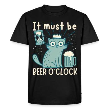 Cat drinks beer, funny saying with beer mug - Men's Premium Organic T-Shirt - black - Front - Nico (187cm)