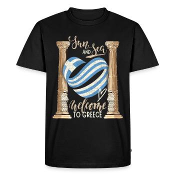 Grèce, Soleil et Mer Ruines antiques - T-shirt Premium bio Homme - noir - Devant - Nico (187cm)