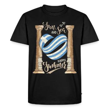 Soleil et Mer Grèce Vacances Ruines antiques - T-shirt Premium bio Homme - noir - Devant - Nico (187cm)