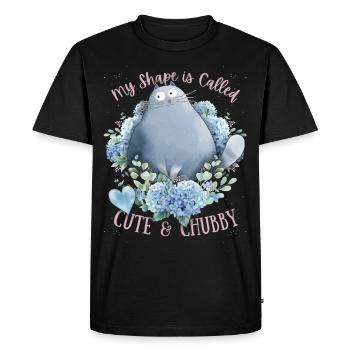 Big Cat funny saying, Cute-Chubby-Cat - Men's Premium Organic T-Shirt - black - Front - Nico (187cm)