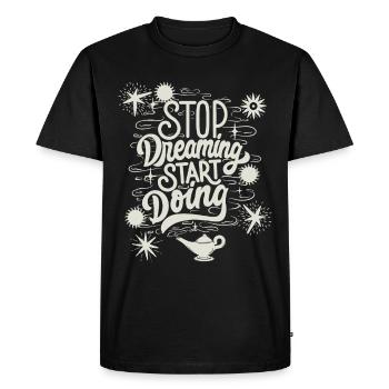 Motivation, slogan de motivation, typographie - T-shirt Premium bio Homme - noir - Devant - Nico (187cm)