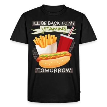 Junk food, fast food, hot dog funny saying - Men's Premium Organic T-Shirt - black - Front - Nico (187cm)