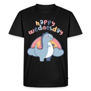 Dinosaure Kawaii, Rainbow Happy-Wednesday - T-shirt Premium bio Homme - noir - Devant - Nico (187cm)