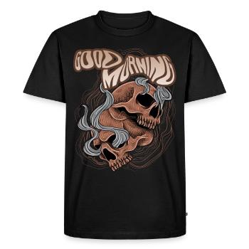 Crâne de crâne vintage disant bonjour - T-shirt Premium bio Homme - noir - Devant - Nico (187cm)