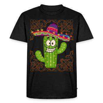 Mexico, Funny Mexican Cactus Cactus Motif - Men's Premium Organic T-Shirt - black - Front - Nico (187cm)