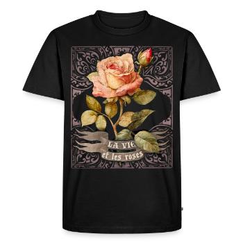 Vintage Botanical Rose Illustration Flower Saying - T-shirt Premium bio Homme - noir - Devant - Nico (187cm)