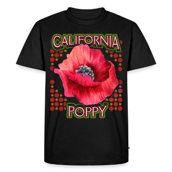 Poppy, California Poppy, California Poppy - Men's Premium Organic T-Shirt - black - Front - Nico (187cm)