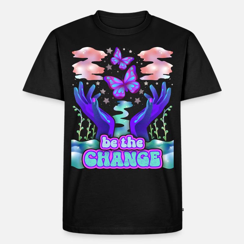 Psychedelische Schmetterlinge, Spruch - Männer Premium Bio T-Shirt - Schwarz