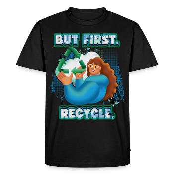 Recycle, recycle, environmental protection slogan - Men's Premium Organic T-Shirt - black - Front - Nico (187cm)