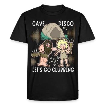 Neanderthal joke, Disco, Funny saying, Pun - Men's Premium Organic T-Shirt - black - Front - Nico (187cm)