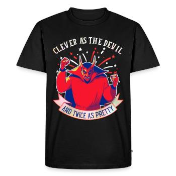 Devil-Devil funny saying, comic style - Men's Premium Organic T-Shirt - black - Front - Nico (187cm)