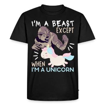 Licorne Licorne, Monstre, Dicton Zombie - T-shirt Premium bio Homme - noir - Devant - Nico (187cm)