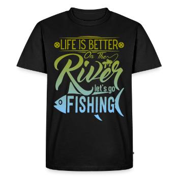 Pêche, pêche sur la rivière, dicton amusant - T-shirt Premium bio Homme - noir - Devant - Nico (187cm)