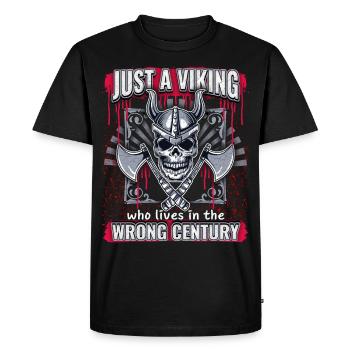 Guerrier viking, dicton drôle, style dessin animé - T-shirt Premium bio Homme - noir - Devant - Nico (187cm)