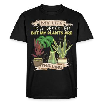 Plant-Daddy Plant-Mommy, Funny Plants Saying - Men's Premium Organic T-Shirt - black - Front - Nico (187cm)