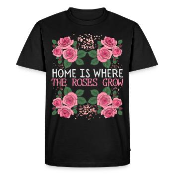 Roses vintage, Roses Decor, Drôle de dicton - T-shirt Premium bio Homme - noir - Devant - Nico (187cm)
