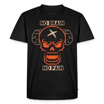Crâne, crâne, cerveau, cerveau drôle de dicton - T-shirt Premium bio Homme - noir - Devant - Nico (187cm)