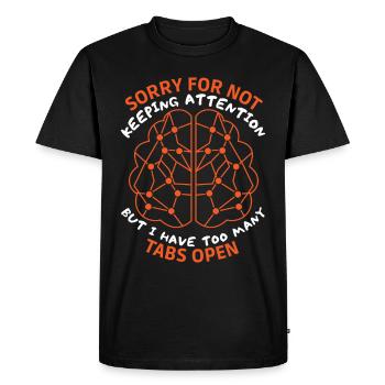 Cerveau, dicton sarcastique, trop d’onglets ouverts - T-shirt Premium bio Homme - noir - Devant - Nico (187cm)