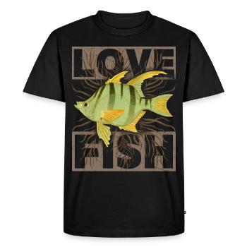 Love Fish Saying Vintage Fish, Fish Illustration - T-shirt Premium bio Homme - noir - Devant - Nico (187cm)