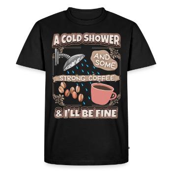 Gueule de bois café fort et douche dicton drôle - T-shirt Premium bio Homme - noir - Devant - Nico (187cm)