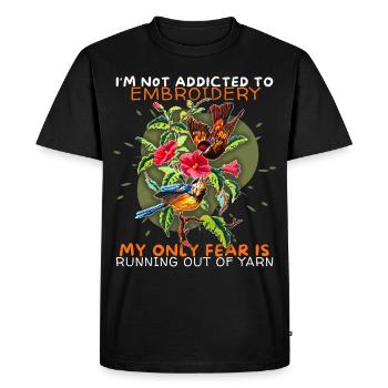 Broderie, broderie, point de croix, drôle de dicton - T-shirt Premium bio Homme - noir - Devant - Nico (187cm)