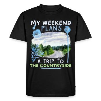 Excursion d’un week-end en voiture, camping, excursion à terre - T-shirt Premium bio Homme - noir - Devant - Nico (187cm)